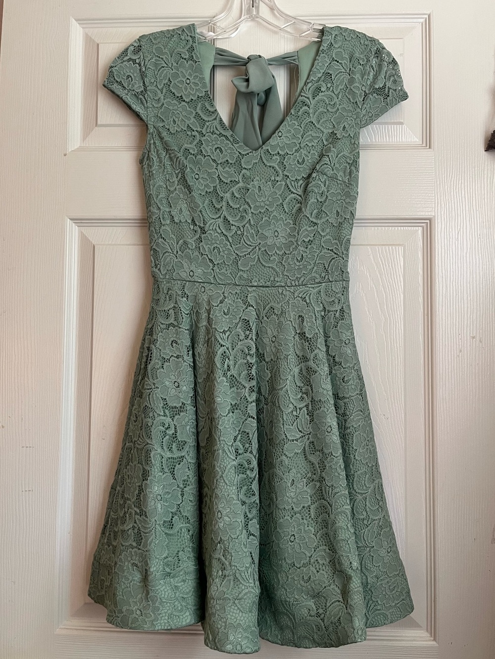B Darlin Seafoam Green A-Line Dress with Bow Back